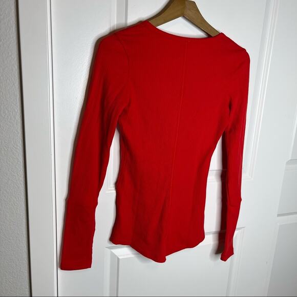 ZYIA Active Don’t Wake Me Red Thermal Henley Long Sleeve Top Size XS - Picture 6 of 7